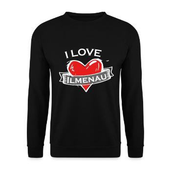 Ilmenau - Ich liebe Stadtnamen in Tattoo Stil - Unisex Pullover - Schwarz - Vorne - Alina (178cm) & Michal (187cm)
