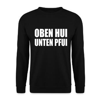 oben hui, unten pfui - Unisex Pullover - Schwarz - Vorne - Alina (178cm) & Michal (187cm)