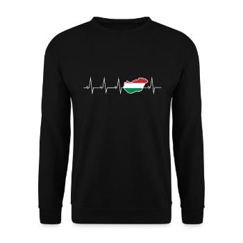 I love Hungary - heartbeat - Unisex Sweatshirt - black - Front - Alina (178cm) & Michal (187cm)