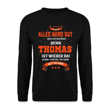 Thomas T-Shirt - Alles wird gut! - Unisex Pullover - Schwarz - Vorne - Alina (178cm) & Michal (187cm)