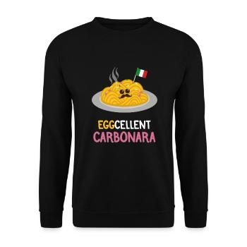 Spaghetti Carbonara | Italienische | Geschenk - Unisex Pullover - Schwarz - Vorne - Alina (178cm) & Michal (187cm)