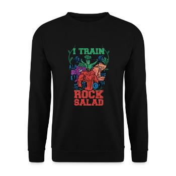 Ich trainiere Rock Salat Lustige vegane Fitness - Unisex Pullover - Schwarz - Vorne - Alina (178cm) & Michal (187cm)