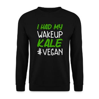 J’ai eu mon réveil Kale drôle végétalien - Sweat-shirt Unisexe - noir - Devant - Alina (178cm) & Michal (187cm)