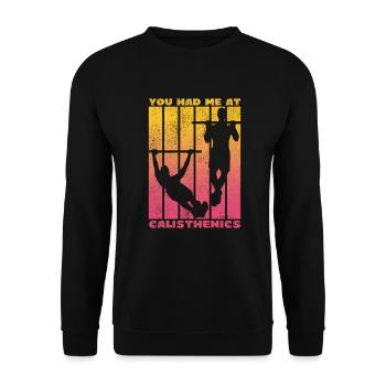 Tu m’as eu à Calisthenics - Sweat-shirt Unisexe - noir - Devant - Alina (178cm) & Michal (187cm)