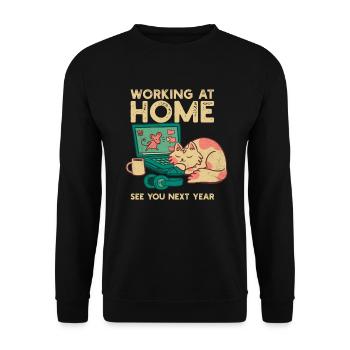 Drôle de chat de bureau à domicile disant à l’année prochaine - Sweat-shirt Unisexe - noir - Devant - Alina (178cm) & Michal (187cm)