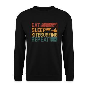 Eat Sleep Kitesurfing Repeat Funny - Unisex Sweatshirt - black - Front - Alina (178cm) & Michal (187cm)
