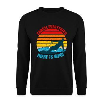 Alles abbrechen Es gibt Wind Lustiges Kitesurfen - Unisex Pullover - Schwarz - Vorne - Alina (178cm) & Michal (187cm)