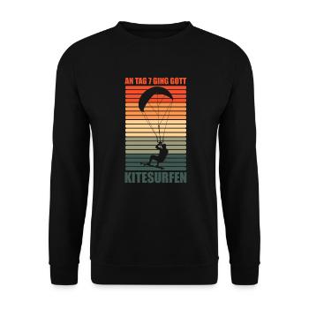 An Tag 7 ging Gott Kitesurfen lustig - Unisex Pullover - Schwarz - Vorne - Alina (178cm) & Michal (187cm)