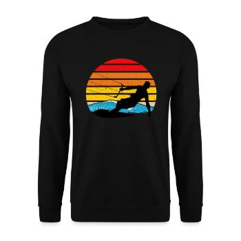 Kitesurfen Sonnenuntergang - Unisex Pullover - Schwarz - Vorne - Alina (178cm) & Michal (187cm)