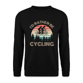 I D RATHER be cycling Fahrrad Spruch Retro Sonne - Unisex Pullover - Schwarz - Vorne - Alina (178cm) & Michal (187cm)