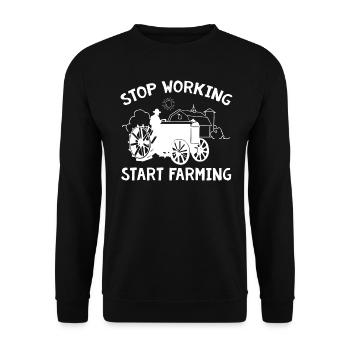 Stop Working Start Farming - Unisex Sweatshirt - black - Front - Alina (178cm) & Michal (187cm)