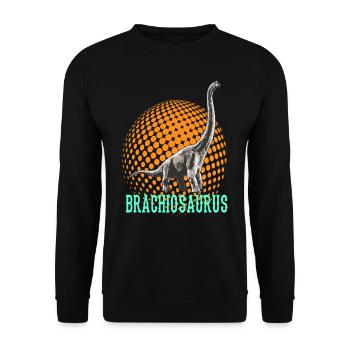 Brachiosaurus, cooles Dinosaurier Design - Unisex Pullover - Schwarz - Vorne - Alina (178cm) & Michal (187cm)