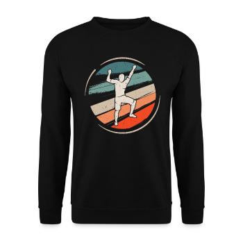 Klettern Vintage Bouldern Climbing Kletterer - Unisex Pullover - Schwarz - Vorne - Alina (178cm) & Michal (187cm)