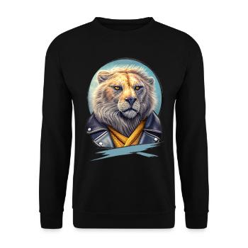 Imposing lion - Unisex Sweatshirt - black - Front - Alina (178cm) & Michal (187cm)