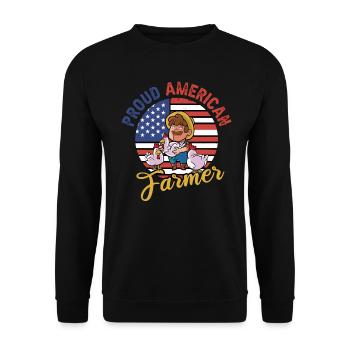 Stolzer amerikanischer Farmer-Opa - Unisex Pullover - Schwarz - Vorne - Alina (178cm) & Michal (187cm)