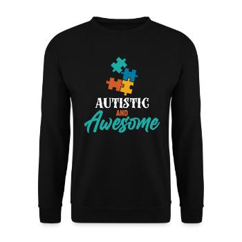 Stolze Autistin und Genial - Unisex Pullover - Schwarz - Vorne - Alina (178cm) & Michal (187cm)