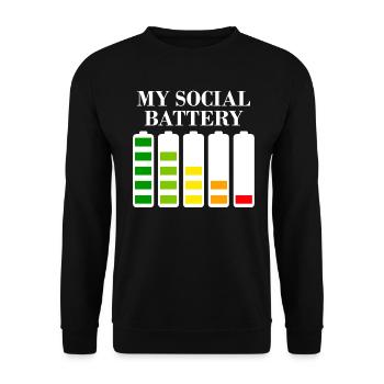 Social Battery Introvert Social Anxiety - Unisex Sweatshirt - black - Front - Alina (178cm) & Michal (187cm)