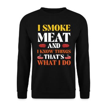 Lustiger Grill, ich räuchere Fleisch - Unisex Pullover - Schwarz - Vorne - Alina (178cm) & Michal (187cm)