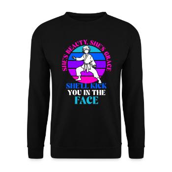 She`s Beauty She`s Grace Karate Girl - Unisex Sweatshirt - black - Front - Alina (178cm) & Michal (187cm)