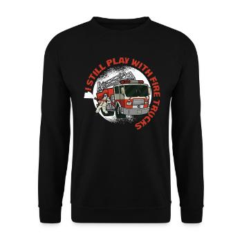 Toujours jouer Fire Trucks Fireman - Sweat-shirt Unisexe - noir - Devant - Alina (178cm) & Michal (187cm)