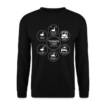Dinge, die ich in meiner Freizeit tue Entenliebhaber - Unisex Pullover - Schwarz - Vorne - Alina (178cm) & Michal (187cm)