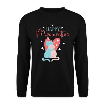 Happy Meowentine Valentinstag Katze - Unisex Pullover - Schwarz - Vorne - Alina (178cm) & Michal (187cm)