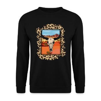 Country Cow girl Texas Oklahoma Rodeo - Unisex Pullover - Schwarz - Vorne - Alina (178cm) & Michal (187cm)