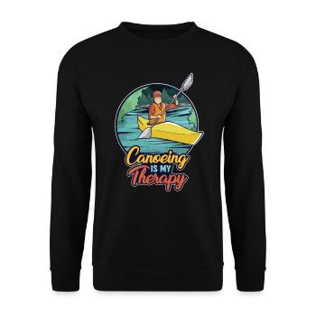 Kanufahren ist meine Therapie - Unisex Pullover - Schwarz - Vorne - Alina (178cm) & Michal (187cm)