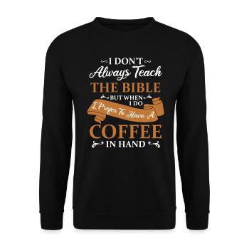 Bibellehre und Kaffee christlich - Unisex Pullover - Schwarz - Vorne - Alina (178cm) & Michal (187cm)