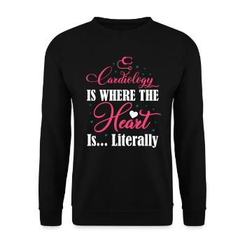 Kardiologie, wo das Herz im wahrsten Sinne des Wortes ist - Unisex Pullover - Schwarz - Vorne - Alina (178cm) & Michal (187cm)