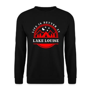 Das Leben in Lake Louise ist besser - Unisex Pullover - Schwarz - Vorne - Alina (178cm) & Michal (187cm)