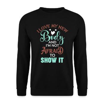 I Love My New Body Funny Boob Surgery - Unisex Sweatshirt - black - Front - Alina (178cm) & Michal (187cm)
