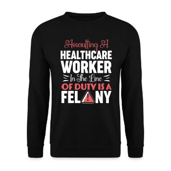 Angriff auf ein Verbrechen im Gesundheitswesen - Unisex Pullover - Schwarz - Vorne - Alina (178cm) & Michal (187cm)