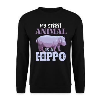 Nilpferd Mama Mein Krafttier Ist Ein Nilpferd - Unisex Pullover - Schwarz - Vorne - Alina (178cm) & Michal (187cm)