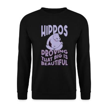 Les hippopotames prouvent que grand, c’est beau - Sweat-shirt Unisexe - noir - Devant - Alina (178cm) & Michal (187cm)