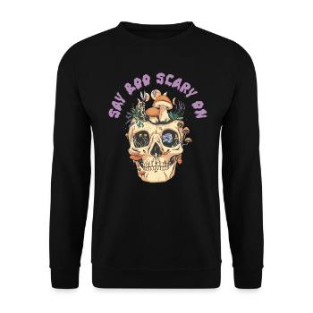 Say Boo Scary On Funny Halloween - Unisex Sweatshirt - black - Front - Alina (178cm) & Michal (187cm)