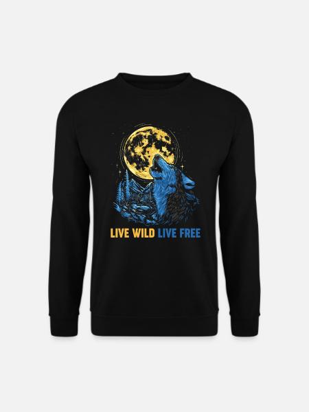 Howling Wolf Live Wild Live Kostenlos - Unisex Pullover - Schwarz