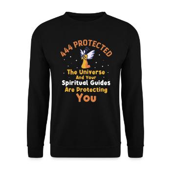 444 Engelszahl Geschützt Spirituell - Unisex Pullover - Schwarz - Vorne - Alina (178cm) & Michal (187cm)