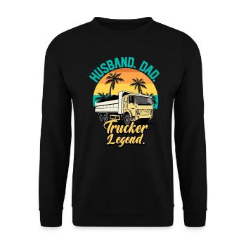 Husband Dad Trucker Legend - Unisex Sweatshirt - black - Front - Alina (178cm) & Michal (187cm)