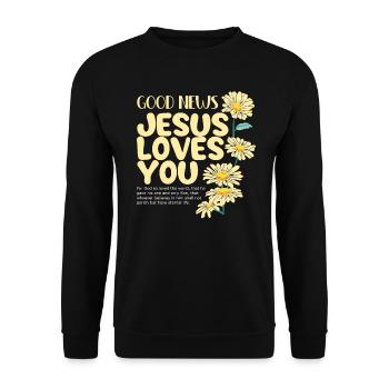 Amoureux de la Bible Jésus vous aime baptême - Sweat-shirt Unisexe - noir - Devant - Alina (178cm) & Michal (187cm)