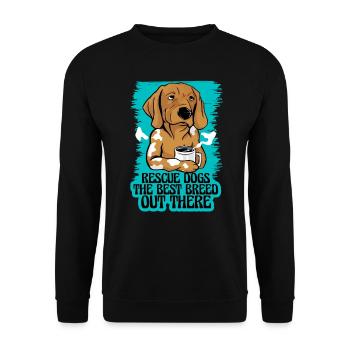 Adoption von Rettungshunden im Tierheim - Unisex Pullover - Schwarz - Vorne - Alina (178cm) & Michal (187cm)