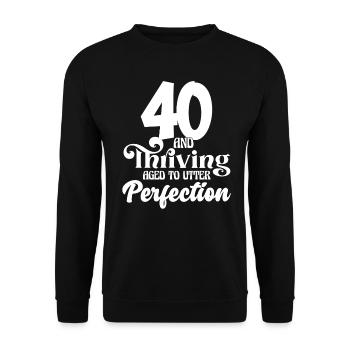 Forty Hello Vintage Birthday Sarcastic Quote - Unisex Sweatshirt - black - Front - Alina (178cm) & Michal (187cm)