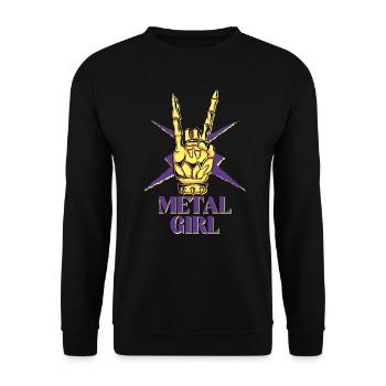 Metallisches Mädchen Küken Rock Mama - Unisex Pullover - Schwarz - Vorne - Alina (178cm) & Michal (187cm)
