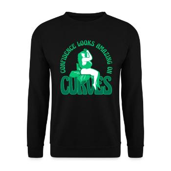 Curvy Chick Body Acceptance - Unisex Sweatshirt - black - Front - Alina (178cm) & Michal (187cm)
