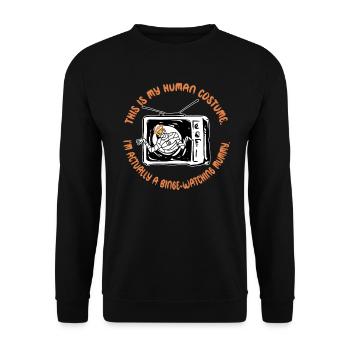 This Is My Human Costume Binge-Watching Mummy - Unisex Sweatshirt - black - Front - Alina (178cm) & Michal (187cm)