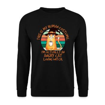C’est mon costume humain Chat amant Sorcière Halloween - Sweat-shirt Unisexe - noir - Devant - Alina (178cm) & Michal (187cm)