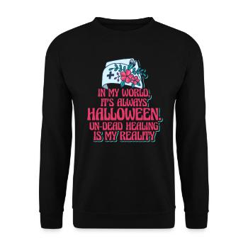 Nurse Halloween Party Gag - Unisex Sweatshirt - black - Front - Alina (178cm) & Michal (187cm)