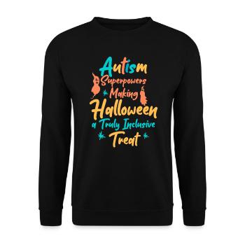 Autismus Superkräfte Halloween-Schmetterling - Unisex Pullover - Schwarz - Vorne - Alina (178cm) & Michal (187cm)