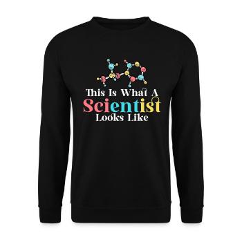 Voici à quoi ressemble un scientifique étudiant en STIM - Sweat-shirt Unisexe - noir - Devant - Alina (178cm) & Michal (187cm)