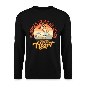 Drôles de mouettes ont volé mon déjeuner marin pêcheurs - Sweat-shirt Unisexe - noir - Devant - Alina (178cm) & Michal (187cm)